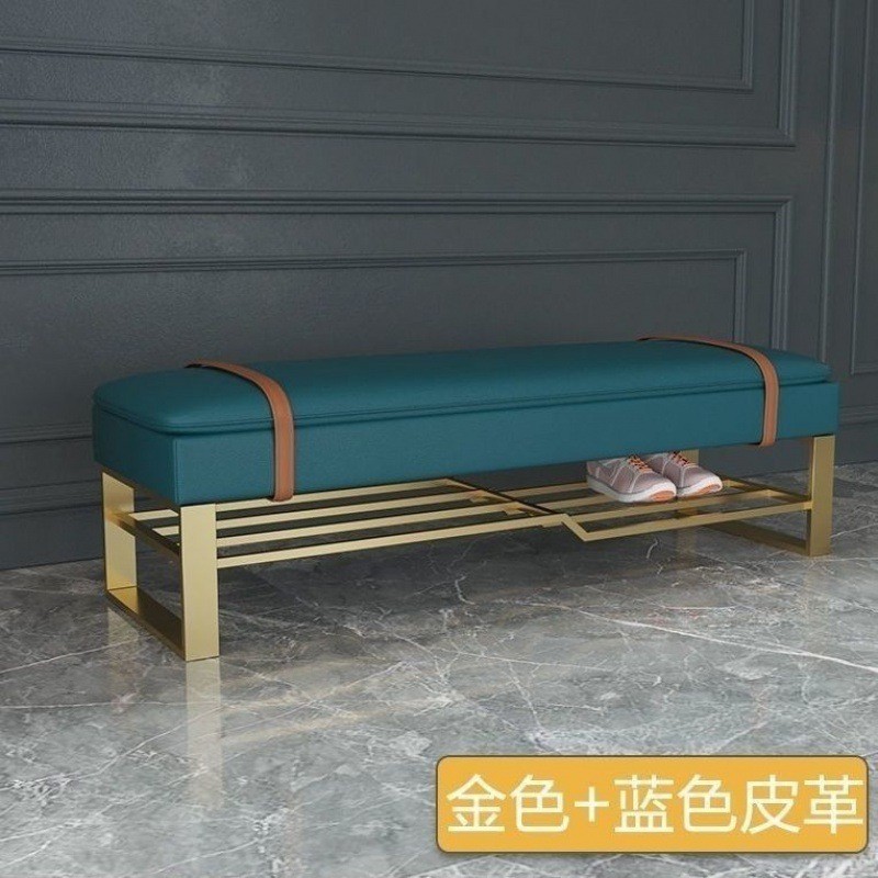 轻奢高档新款门口可坐一体北欧床尾凳网红ins铁艺换鞋凳入户鞋柜