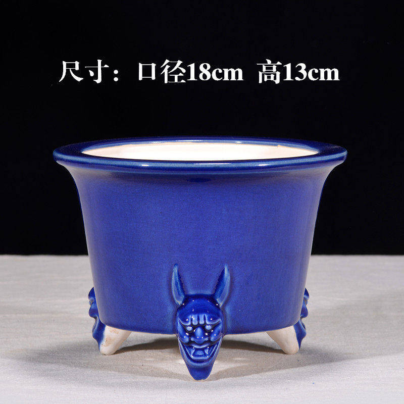 多肉盆栽陶瓷盆景盆兰花紫砂花盆青瓷釉冰裂石湾外贸花盆