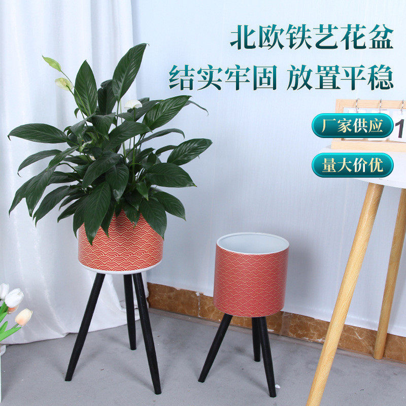 北欧铁艺装饰家居摆设花架花盆花盆容器创意铁制盆栽植物花器批发