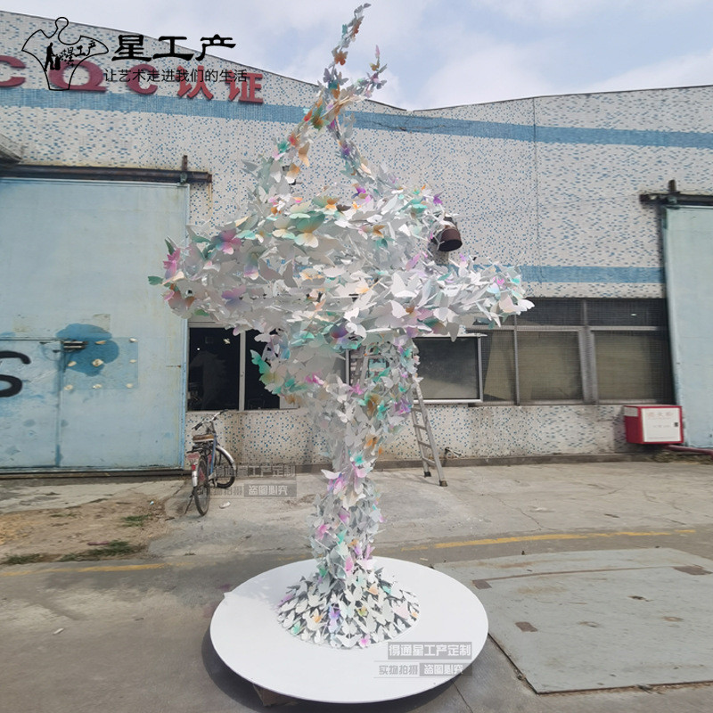 户外景观蝴蝶水景不锈钢金属抽象雕塑小区工程大型雕塑别墅楼盘摆