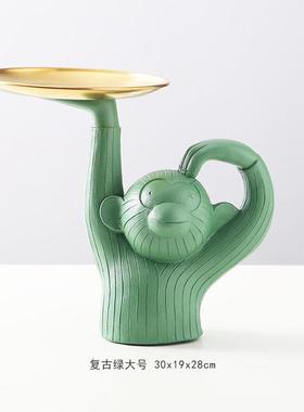 北欧创意树脂摆件水果点心收纳盘猴子托盘装饰品收纳批发