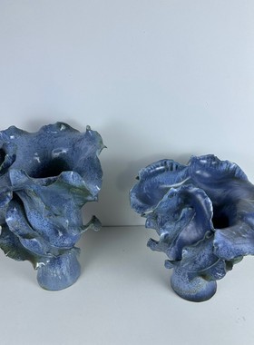 热销中古风陶瓷花瓶民宿茶室艺术异形展厅售楼部摆设双耳花器高档