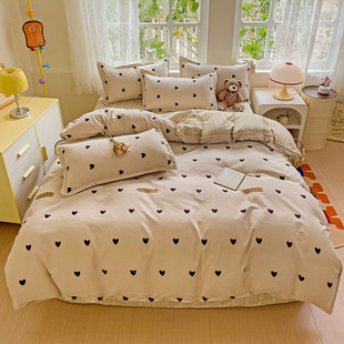 热销2024新款版加厚被子羊绒四件套秋季学生床单三件套宿舍冬季床