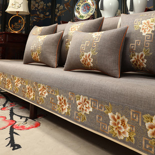 新中式沙发垫套罩红木沙发坐垫高档盖巾防滑靠背巾罗汉床垫子