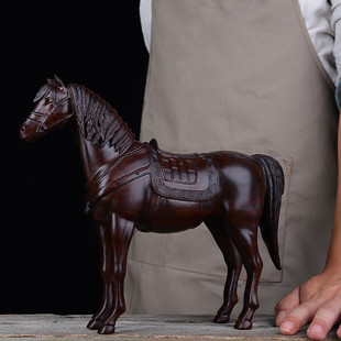 木雕摆件《马到成功》实木马雕刻木马十二生肖客厅装饰品