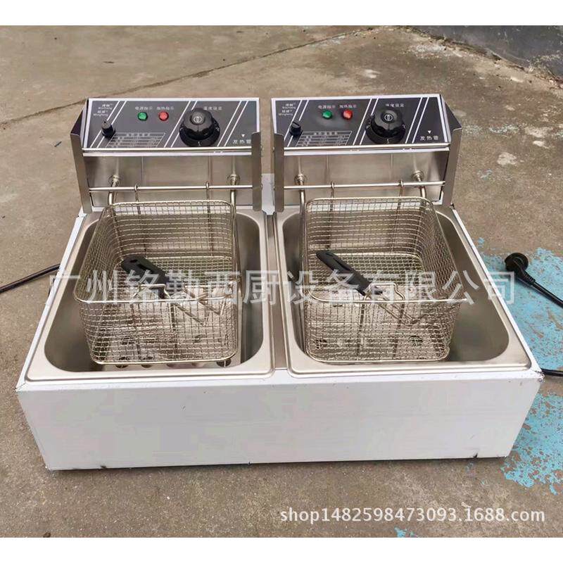 台式商用带限盆厚温器双缸双筛电炸炉 炸薯条机 电炸锅 炸鸡翅机