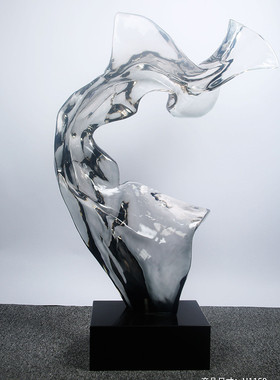 轻奢透明树脂艺术品现代简约大型浪花酒店雕塑大堂餐厅落地摆件