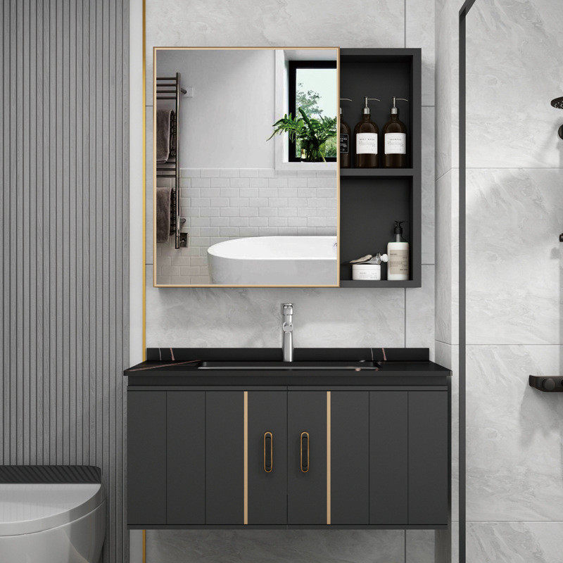 浴室柜镜柜组合卫生间洗手盆岩板小户型圆镜洗漱台陶瓷一体盆台盆,家装主材,浴室柜组合,淘宝优惠券,粉丝福利购,淘宝优惠卷