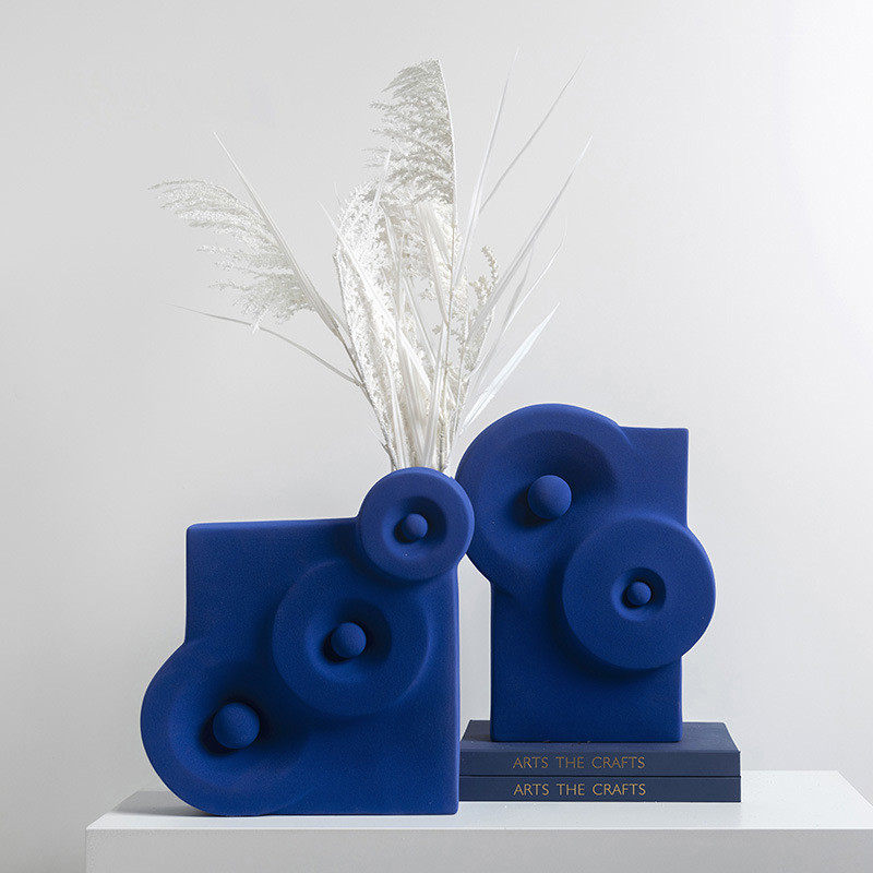 热销陶瓷纹花瓶摆件酒店样板房家居客厅电视柜餐桌简约圆圈干花装,特色手工艺,青花瓷,淘宝优惠券,粉丝福利购,淘宝优惠卷