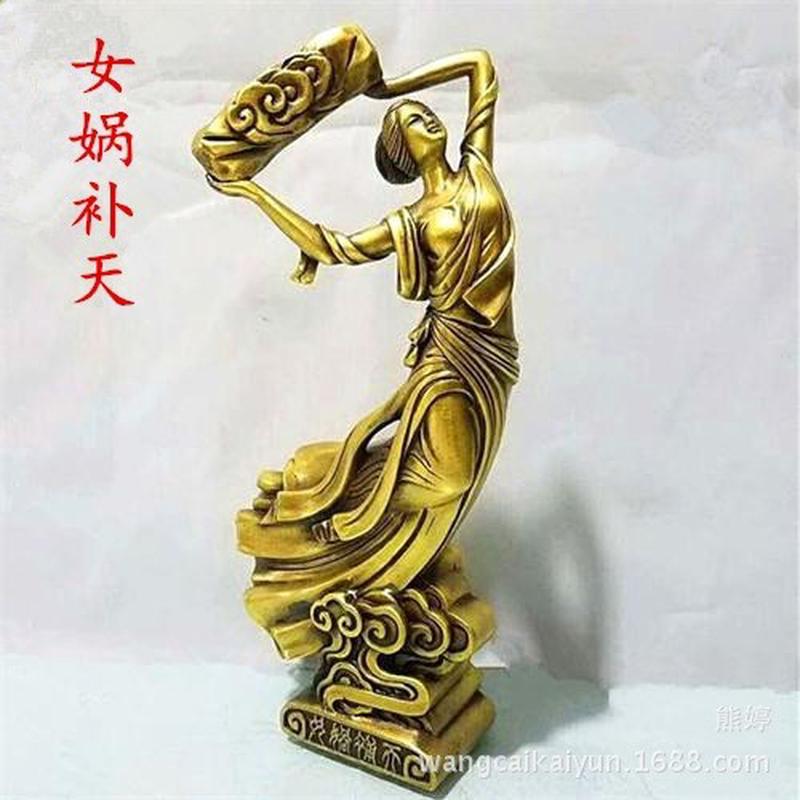 铜女娲娘娘人物摆件铜女娲补天铜像人物雕像铜像家居摆件