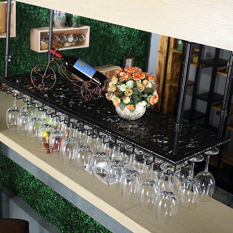 酒杯架欧式悬挂红酒架展示架吧台红酒杯架倒挂高脚杯架