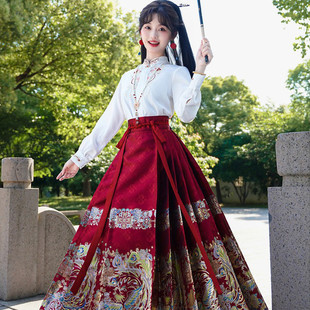 古装新中式马面裙套装古筝演出服中国风成人礼礼服初中生少女汉服