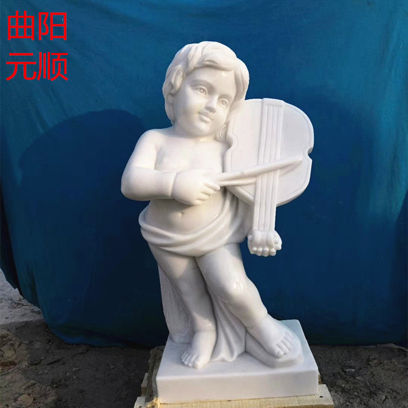 石雕人物西方人小孩雕塑定作室内户外欧式汉白玉天使雕像装饰摆件