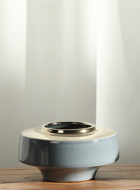 美式轻奢花插餐桌台面三件套花瓶酒柜玄关装饰摆件陶瓷创意花器