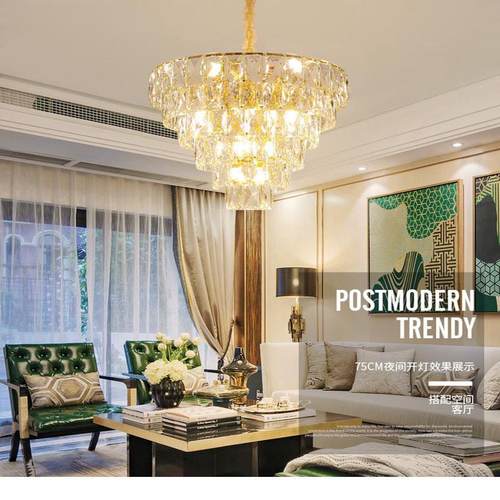 热销水晶吊灯轻奢大气欧式别墅华家用圆形客厅餐厅卧室灯具