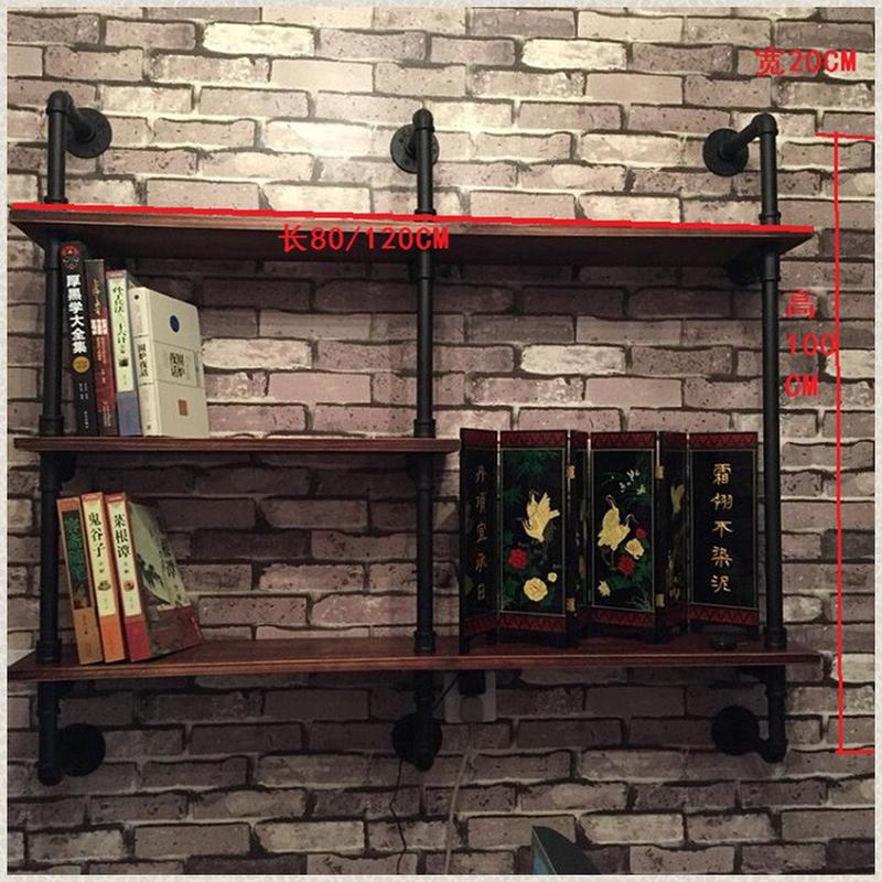 酒吧台复古铁艺水管隔板墙上壁挂层架客厅美式装饰置物架书架