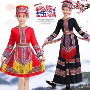 广西壮族少数民族服装女舞蹈演出衣服土家族苗瑶族盘王节服饰成人
