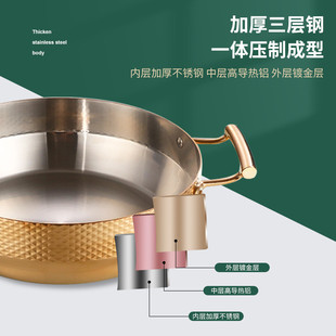 热销厂家直供三层钢镀金锤印窄底火锅花胶炉具猪肚鸡大容量锅通用