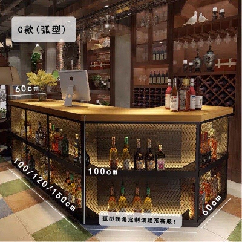 前台理发店收银台铁艺酒吧前台创意转角复古收银台接待奶茶店柜台