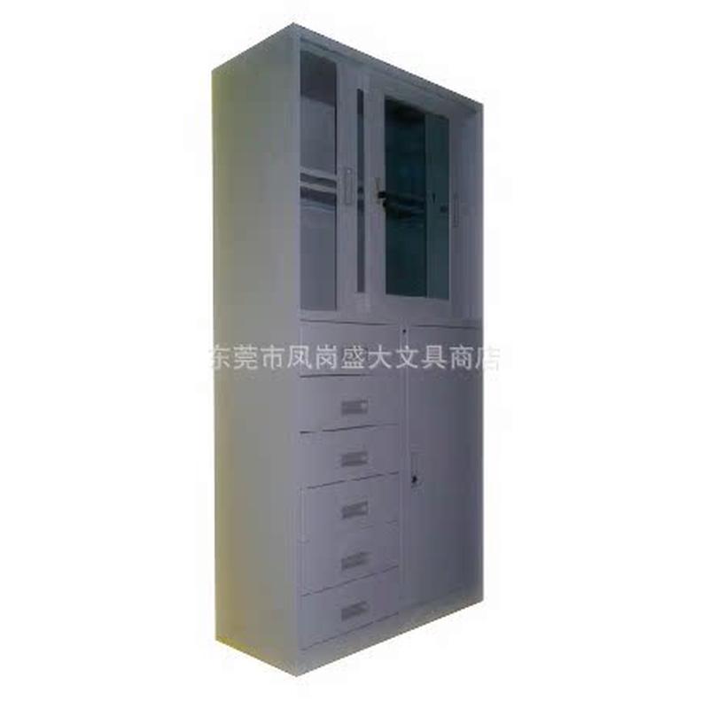 上玻璃移门下六抽掩门铁皮文件柜密码文件柜钢制文件柜