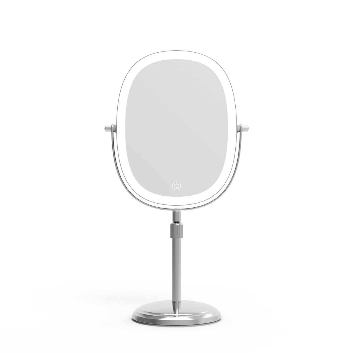 led台式灯镜椭圆双面光镜可升降高度桌面发光镜金属化妆镜带灯