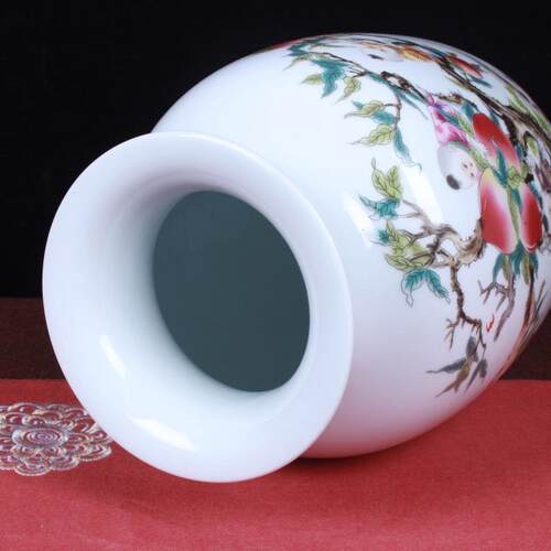 景德镇陶瓷粉彩花瓶简约装饰工艺品复古家居花插博古架装饰摆设