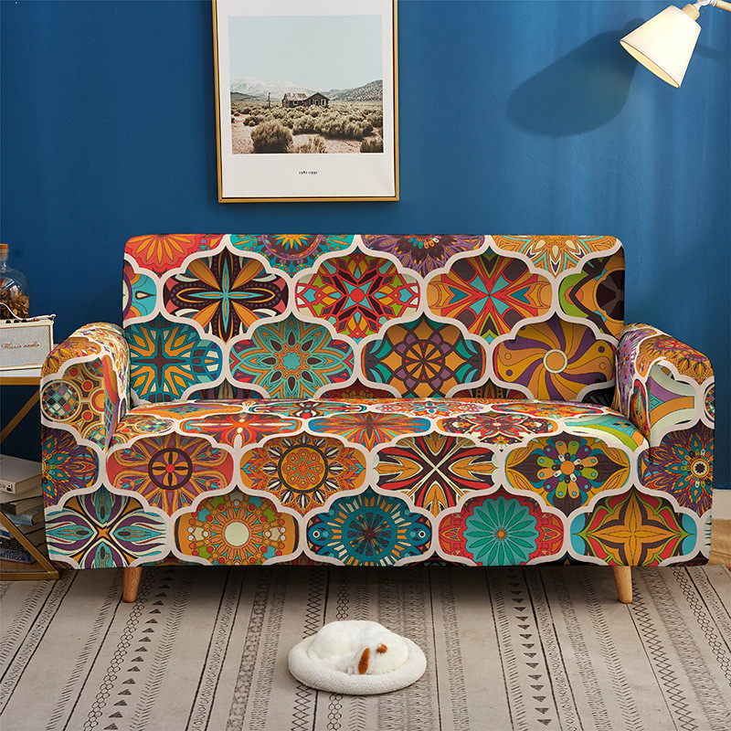 波西米亚彩色格子沙发套风多人组合沙发套罩懒人沙发套