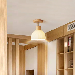 北欧过道灯风简约阳台灯走廊灯吸顶灯玄关原木玻璃门厅灯入户灯