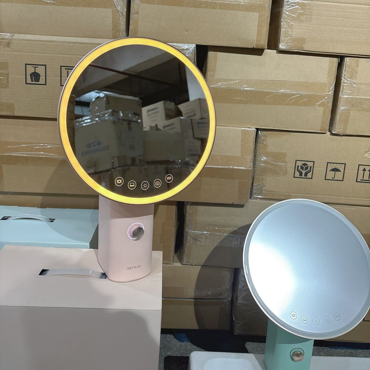 镜子歌岚化妆镜带灯宿舍台式桌面镜led灯光梳妆镜家用美妆gevilan