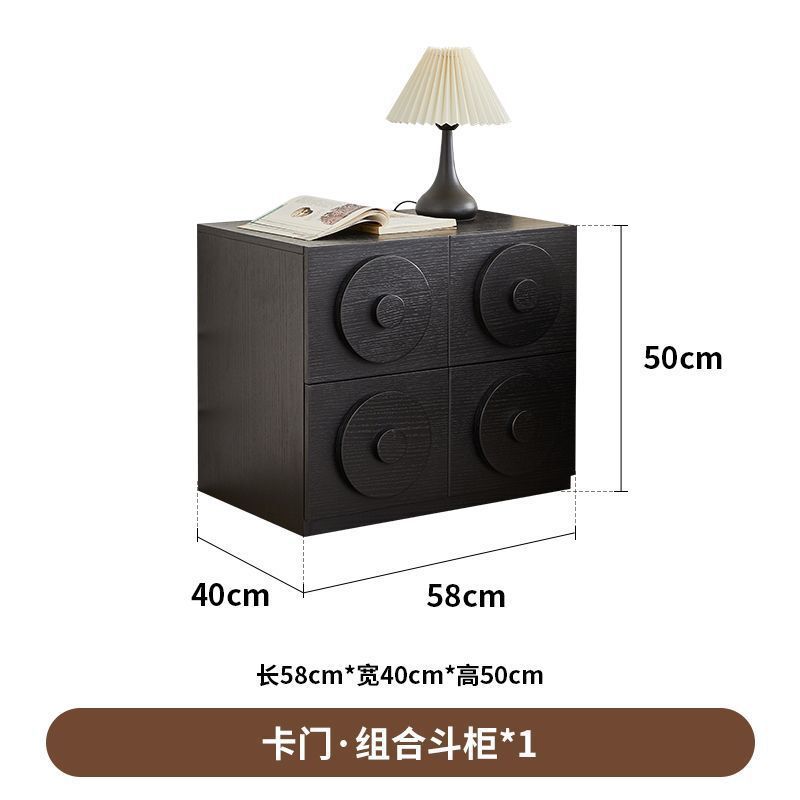 中古风实木收纳柜子客厅组合卡门柜复古储物柜斗柜抽屉黑色玄关柜