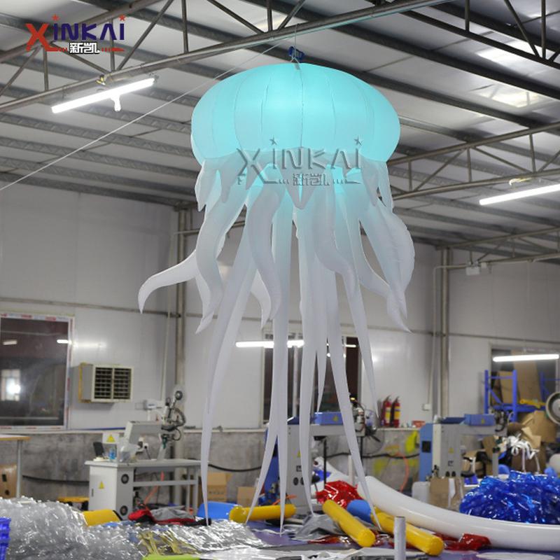 批发供应led灯发光充气螺旋水母酒吧舞台气模悬挂装饰水母派对