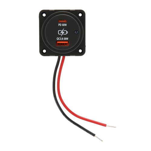 热销新款线束改装免开孔车载充电器 pd  qc 双接口 60w 一带大巴车