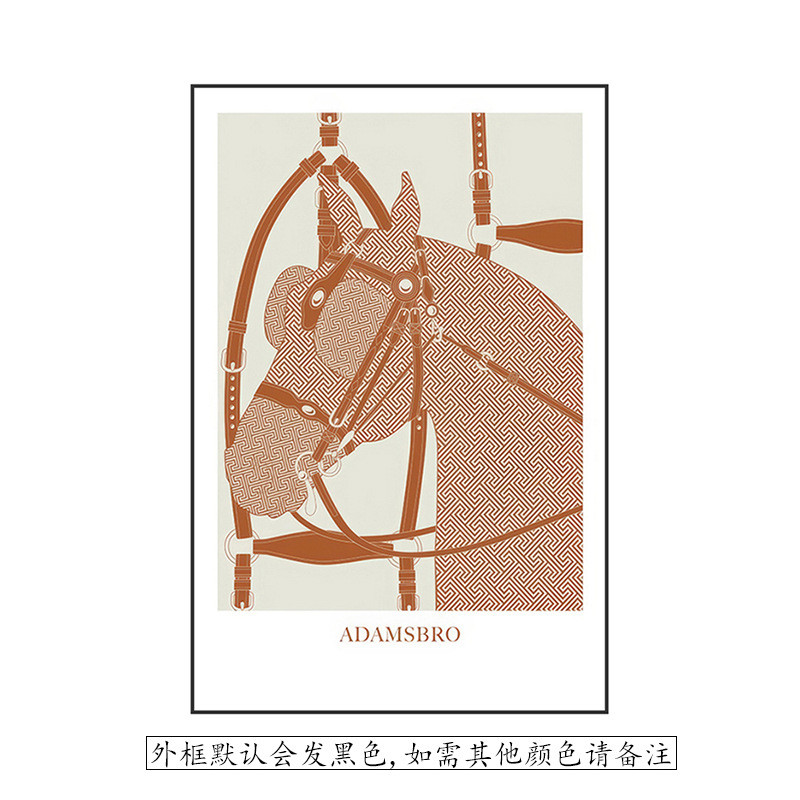 现代轻奢抽象棕马酒店民宿客厅玄关装饰画卧室床头壁画竖版挂画图片