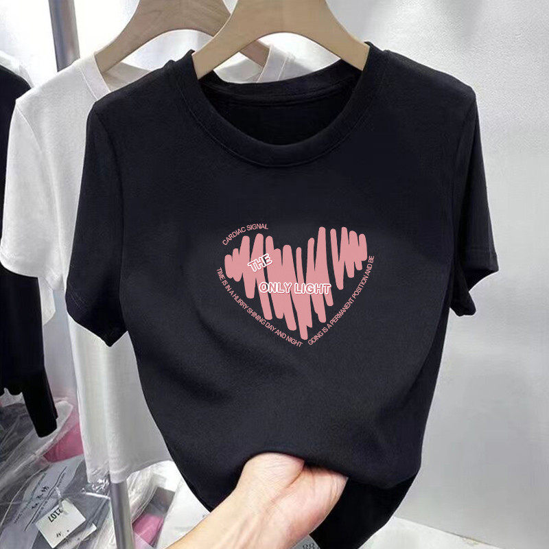 推荐纯棉短袖正肩t恤女2025新款夏季白色韩版设计感小众百搭减龄