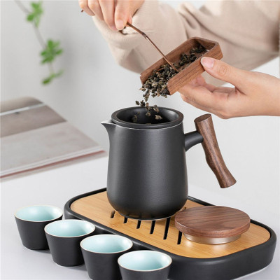 陶瓷旅行茶具小套装便携式快客杯泡茶壶茶杯户外露营一壶四杯套装