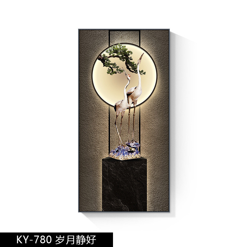 现代简约花台走廊挂画玄关装饰画过道进门壁画新中式高级感