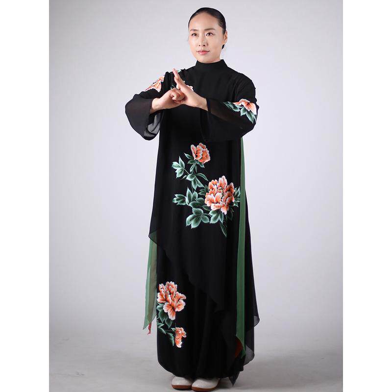 马蕾太极夏季薄款高档太极表演服女式比赛气功服时尚刺绣盛世牡丹