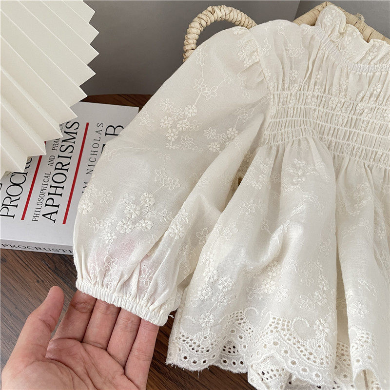 秋装2023新款娃娃衫公主女宝宝长袖洋气蕾丝衬衫小童时髦