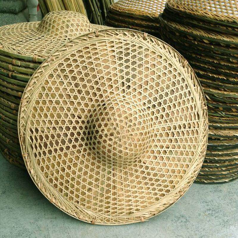 竹叶斗笠帽竹编钓鱼帽 红军斗笠帽舞台帽道具遮阳帽防水帽蓑衣帽