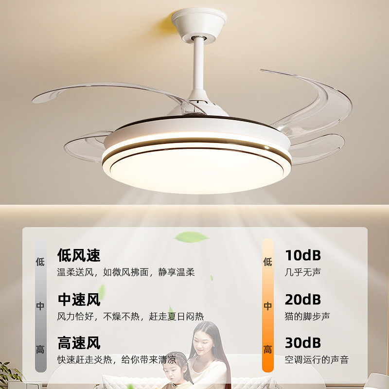 风扇灯2024新款用客厅餐厅吊扇灯卧室电扇吊灯一体带电风扇的灯