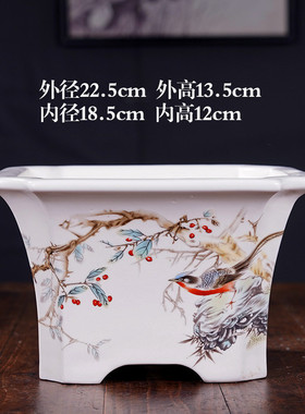 花盆陶瓷批发大号四方六方形贴画彩绘花盆室内绿植盆栽盆北欧简约
