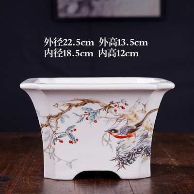 花盆陶瓷绿植盆栽大号四方六方形贴画彩绘花盆室内批发盆北欧简约