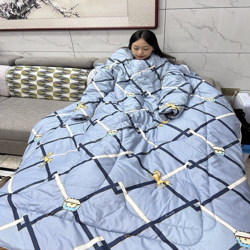 懒人被被套可拆洗睡袋加厚防寒保暖防踢成人大童冬季袖子可穿四季