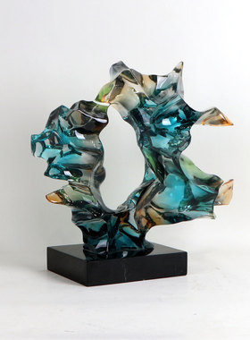 热销现代简约树脂玄关太湖石透明雕塑酒店大厅客厅电视柜摆件软装