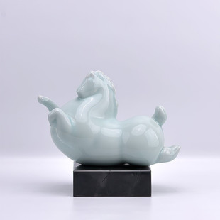 新中式陶瓷马摆件软装家居饰品样板间客书房厅卧室装饰展柜摆设品