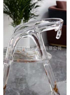 酒店水晶凳子办公室环氧树脂吧椅透明网红休闲家具水滴椅