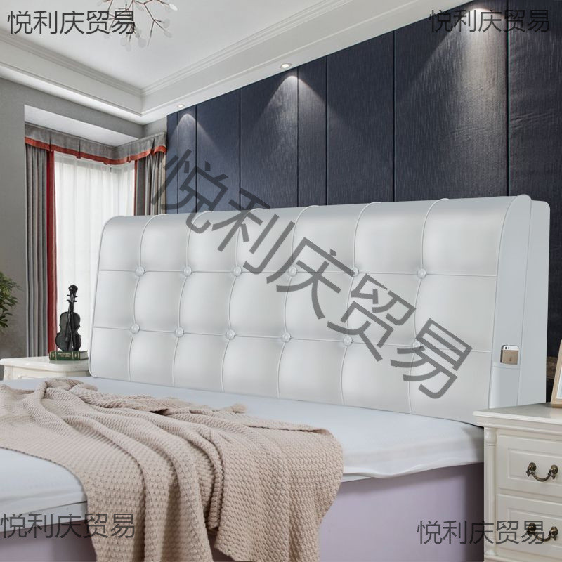 床头靠垫实木榻榻米无床头软包双人大靠背枕皮革软包床头罩可拆洗