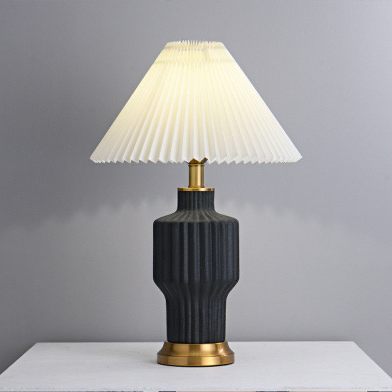 热销新中式古典陶瓷台灯酒店别墅复古卧室客厅布艺床头灯简约装饰