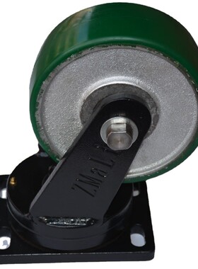 知型zmali8寸特重马力铁心pu工业万向脚轮360°转动轻推绿色