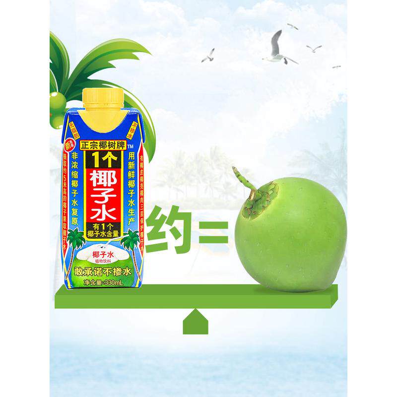 速发ii牌椰子水330ml*24盒纯海南新鲜椰汁水1个椰奶果汁